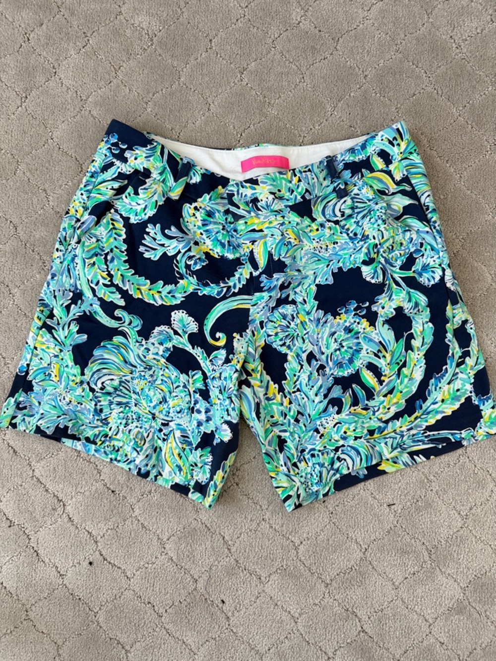 Lilly Pulitzer Navy Floral Print Bermuda Shorts